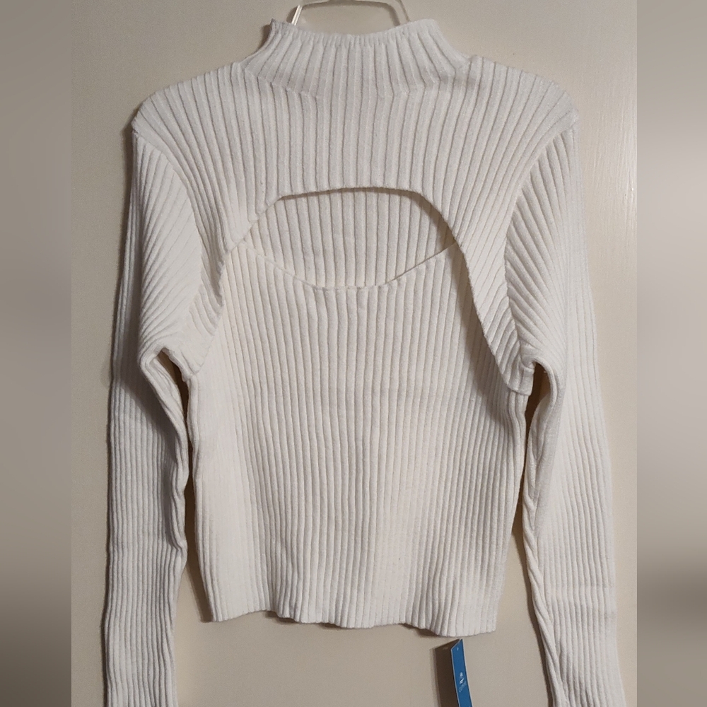 CupShe Women's cutout long sleeve mock neck rib sweater in XL